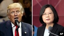 美国当选总统川普(左图)与台湾总统蔡英文(右图)