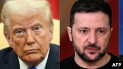 Колаж фотографій. Президент США Дональд Трамп та президент України Володимир Зеленський