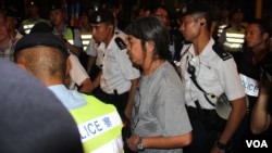 香港示威常客立法会议员“长毛” 梁国雄(美国之音图片)