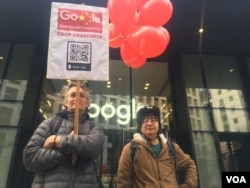 海外民运人士邵江(右)表示,阻止“蜻蜓计划”非常重要(美国之音江静玲拍摄)