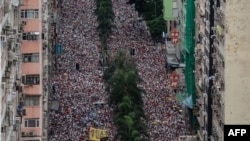 香港市民2019年6月9日举行空前规模的游行,抗议港府修订逃犯条例。