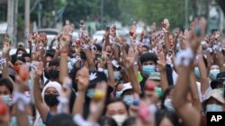ဧပြီလ ၄ ရက်နေ့က ရန်ကုန် ဆန္ဒပြပွဲ မြင်ကွင်း။