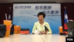 台湾陆委会主委张小月2017年7月6日称台湾欢迎中国大陆运动员来台比赛(美国之音黎堡摄)