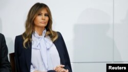 美国第一夫人梅拉妮娅·川普在马里兰州洛克维尔参加预防和反对网络霸凌的峰会。(2018年8月20日)
