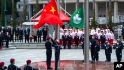 资料照片:澳门举行升旗仪式,纪念澳门主权交还中国22周年(2021年12月20日)