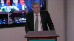 美国国防部印太事务代理助理部长海大卫(David Helvey)2020年1月7日在哈德逊研究所讲话(哈德逊研究所画面截图)