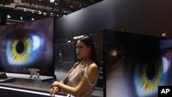 2018年11月6日,上海中国国际进口博览会上的三星电视展位。