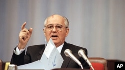 1991年9月4号,苏联领导人戈尔巴乔夫在一次改革会议上讲话(资料照)