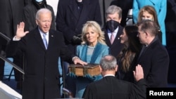 乔·拜登(Joe Biden)2021年1月20日宣誓就任美国第46任总统(路透社)