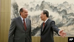 2018年5月14日,中国国家副主席王岐山在北京中南海会见巴西外交部长努内斯。