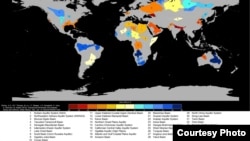 NASA卫星数据显示,全球37个最大的地下蓄水层中,有21个超过了可持续点,正在走向枯竭。(UC Irvine/NASA/JPL-Caltech)