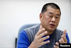 苹果日报老板黎智英(Jimmy Lai)过去在台北接受路透社采访