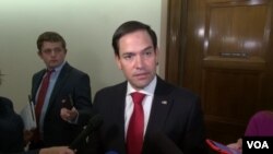 美国国会共和党籍参议员鲁比奥(Sen. Marco Rubio, R-FL)6月13日在国会山接受媒体采访。