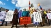 蒙古人在首都乌兰巴托集会抗议中国当局在内蒙古实行双语教学政策(2020年9月15日)