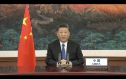中国国家主席习近平在世界卫生大会视频开幕式上发表视频讲话。(2020年5月18日)