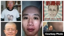 香港“刘霞关注组”成员在铜锣湾剃刘霞式发型,声援刘霞(香港支联会图片)