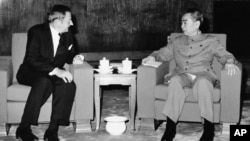 1973年6月,大卫·洛克菲勒在北京会见中国总理周恩来。