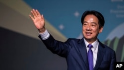 2024年1月13日,台湾副总统赖清德在台北庆祝在台湾总统大选中获胜。