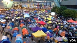 香港“占中”满月,各界集会纪念(美国之音海彦拍摄)