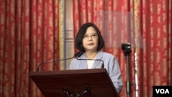 2016年8月20日,台湾总统蔡英文在台北宾馆会见媒体并接受提问。( 台湾总统府提供)