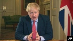英国首相鲍里斯·约翰逊宣布英国将进入全国封城防疫状态。(2020年3月23日)