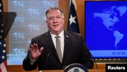 美国国务卿蓬佩奥2020年9月2日在国务院记者会上(路透社)