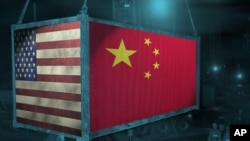 资料照:集装箱上的美中国旗图示