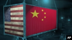 资料照:画有中国和美国国旗的货柜箱的图示