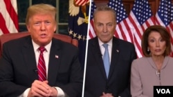 特朗普总统讲话,舒默参议员和众议院议长佩洛西代表民主党回应