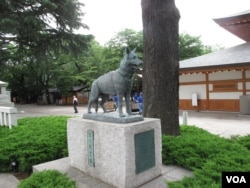 东京靖国神社内的日本军犬慰灵像 (美国之音王南拍摄)