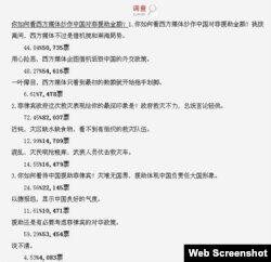 中华网转发凤凰网问卷调查 (网页截图)