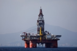 资料照:中海油在海南省沿海的一个海上钻井平台 (2018年3月23日)