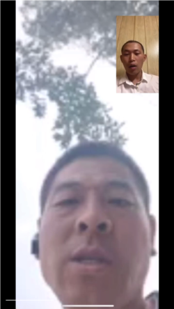 2020年8月12日,老家赵寨子镇政法委书记肖玉广通过微信联系到界立建,诱惑他回国,后改为谩骂。(视频截图,界立建提供)