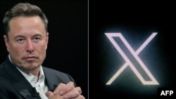 特斯拉电动车集团(Tesla)首席执行官埃隆·马斯克与他的社媒体新标识X(以前的推特)。