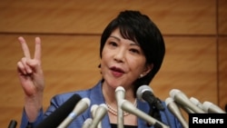 日本经济安全保障担当大臣高市早苗宣布参加自民党总裁的竞选。(资料照片:2021年9月8日)