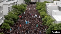 香港学生罢课在香港中文大学举行反送中示威游行。(2019年9月2日)