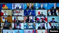 G20成员国领导人在罗马就阿富汗问题召开视频会议。(资料照,2021年10月12日)