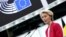Президентка Європейської Комісії Урсула фон дер Ляєн виступає під час дебатів щодо невідкладних рішучих кроків і непохитної підтримки України в рамках пленарного засідання в Європейському парламенті в Страсбурзі, Франція, 11 березня 2025 року. (AFP)