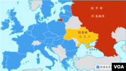 乌克兰地图:欧盟成员国,克里米亚,俄罗斯