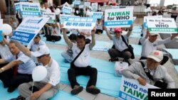 资料照:台湾的抗议示威者要求参加联合国的世界卫生组织。