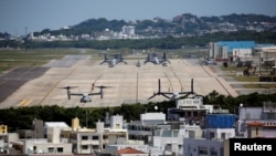 资料照片:日本冲绳岛普天间航空基地。(2018年3月24日)