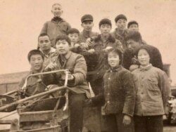 1970年代,鲁难在河南省正阳县原种场(和尚寨)务农。驾驶拖拉机者为鲁难 (鲁难提供图片)