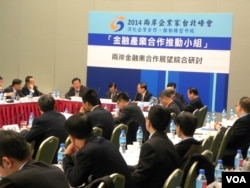 两岸起企业家峰会举行分组讨论会(美国之音许波拍摄)