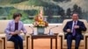 2023年11月24日,中国总理李强(右)在北京人民大会堂与法国外交部长凯瑟琳·科隆纳举行会谈。(法新社)