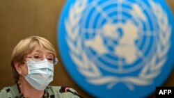 联合国人权事务高级专员巴切莱特在日内瓦举行的联合国人权理事会上发言(2021年6月21日)