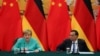 德国总理默克尔与中国总理李克强在北京人大会堂出席记者会。(2019年9月6日)