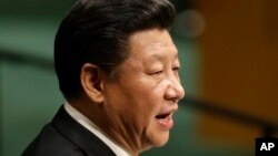 9月28日,中国国家主席习近平在联合国总部举行的联合国大会第70届会议上发表讲话。(AP)