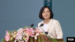 蔡英文在就职大典上发表就职演说。(齐勇明拍摄)