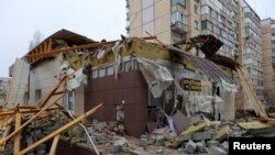 俄罗斯别尔哥罗德地区一栋被摧毁的房屋。(2024年3月17日)