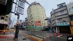 台湾花莲2024年4月23日再发生地震。(美联社转发)